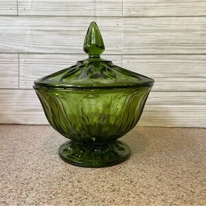Anchor Hocking Green Glass Candy Dish